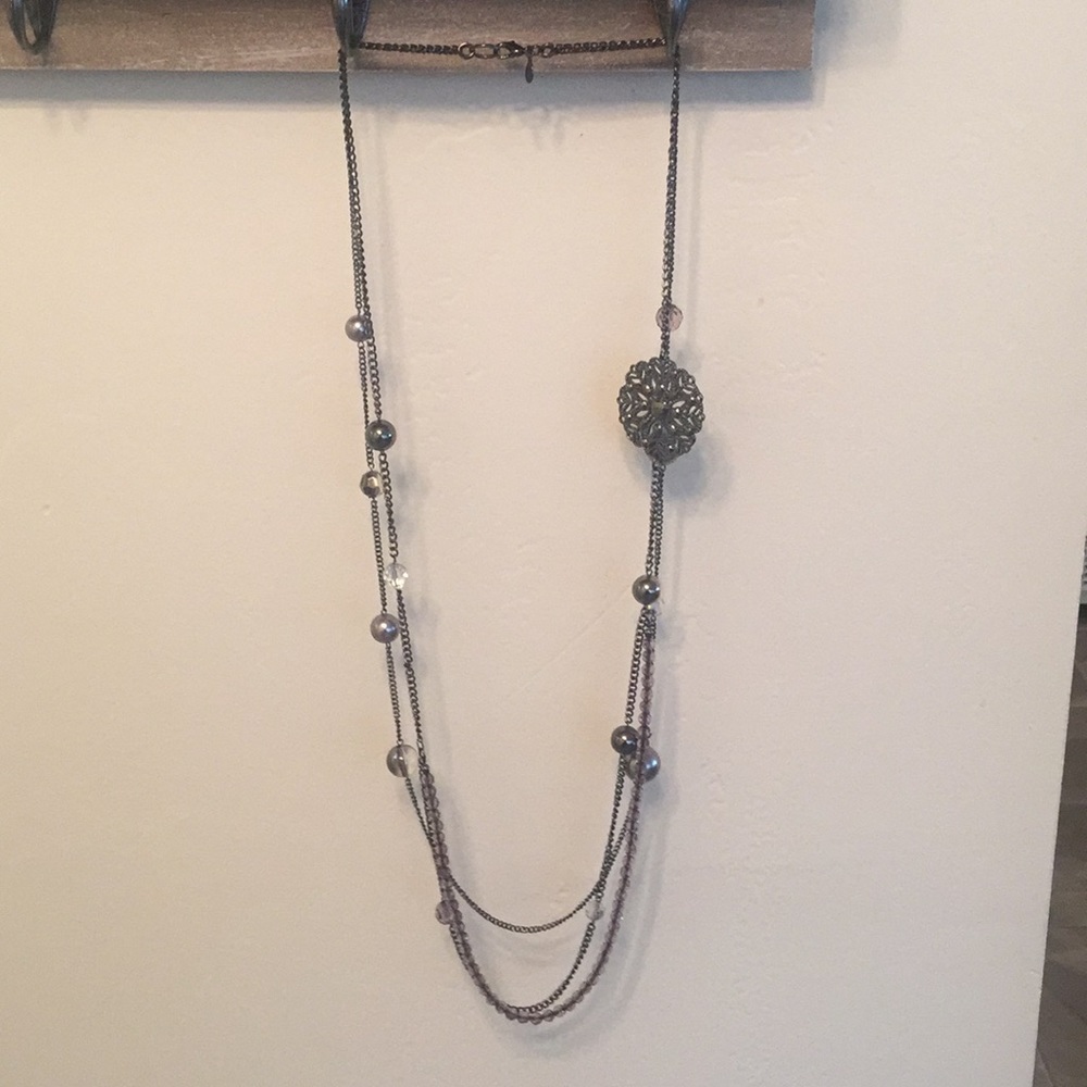 Long Black Beaded Necklace